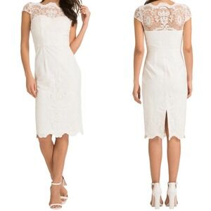 Chi Chi London Raynie White Lace Cap Sleeve Sheath Dress Bridal SIZE 6